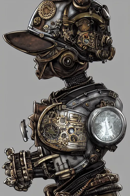 Image similar to steampunk helmet fantasy art mask robot ninja stylized digital illustration sharp focus, elegant intricate digital painting artstation concept art global illumination ray tracing advanced technology chaykin howard and campionpascale and cooke darwyn and davis jack