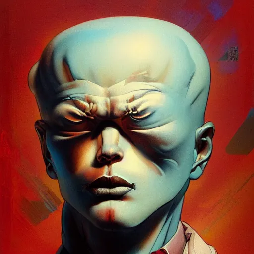 Image similar to prompt : soviet doomer portrait soft light painted by james jean and katsuhiro otomo and erik jones, inspired by akira anime, smooth face feature, intricate oil painting, high detail illustration, sharp high detail, manga and anime 1 9 9 9