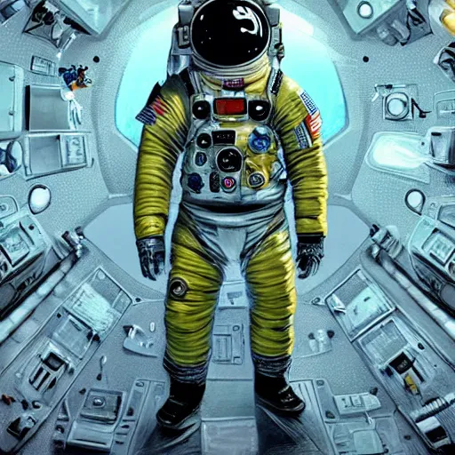 Image similar to an epic portrait of an astronaut entering the micro realm of the microscopic multiverse, cinematic lighting, under a microscope, Artstation, highly detailed, insane detailed