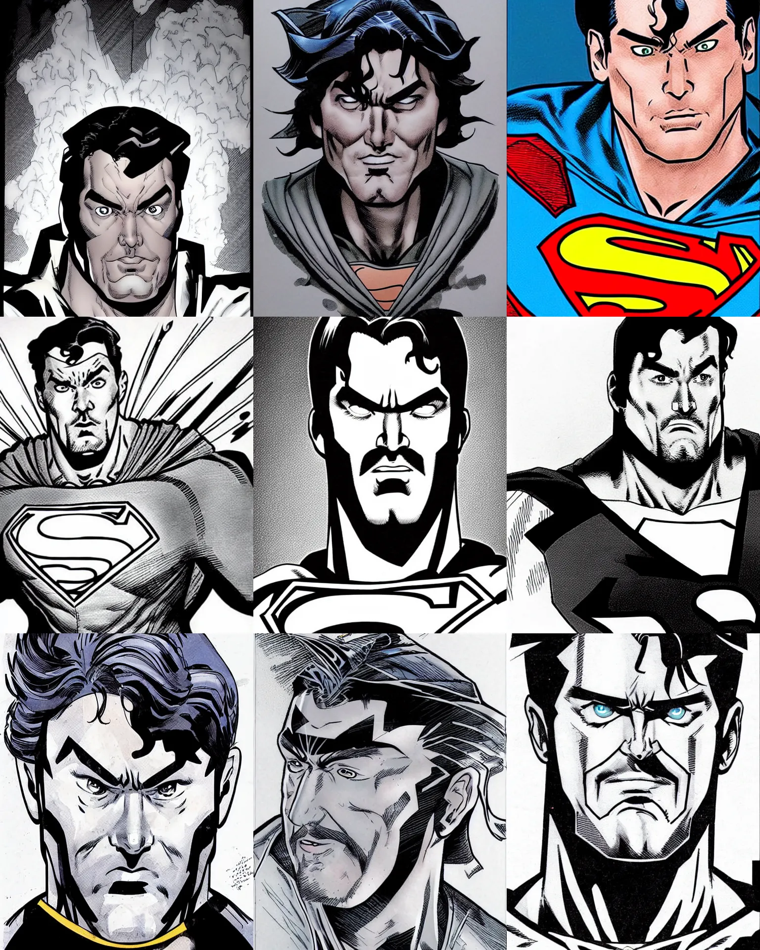 Prompt: kevin smith!!! jim lee!!! flat ink sketch by jim lee face close up headshot superman costume tears cry in the style of jim lee, x - men superhero comic book character by jim lee