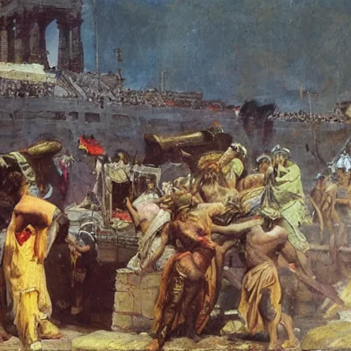 Image similar to caesar returns to rome, oil on canvas, ilya repin, 1 8 7 3