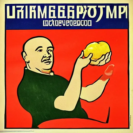 Prompt: one uncooked potato as soviet union communist propaganda poster