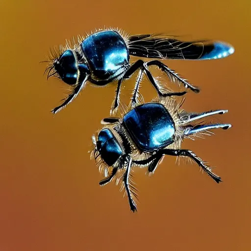 Image similar to kung fu flies fighting with each other, macro, canon eos