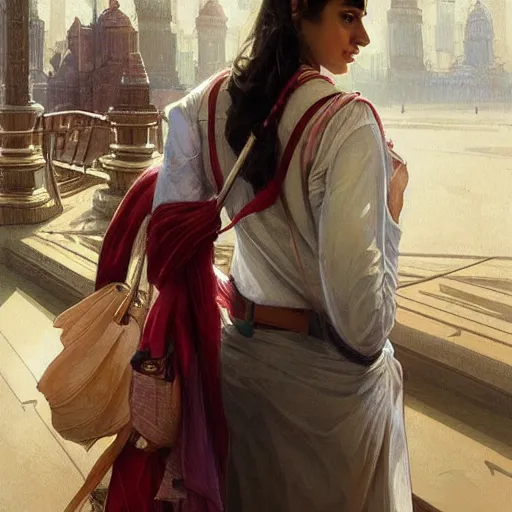 Image similar to Anxious good looking pale young Indian doctors wearing American clothes at the airport, portrait, elegant, intricate, digital painting, artstation, concept art, smooth, sharp focus, illustration, art by artgerm and greg rutkowski and alphonse mucha