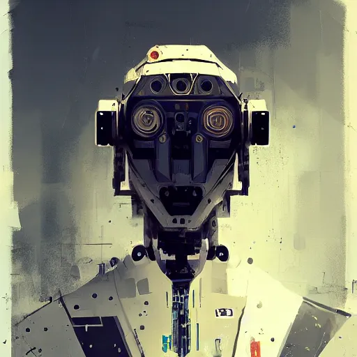 Image similar to god of machines, by Ismail Inceoglu, robot, mechanical, cybernetic, wearing navy hood, detailed, digital art,