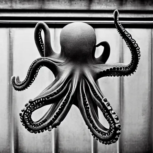 Image similar to octopus made of steel eating fastfood, 5 5 mm