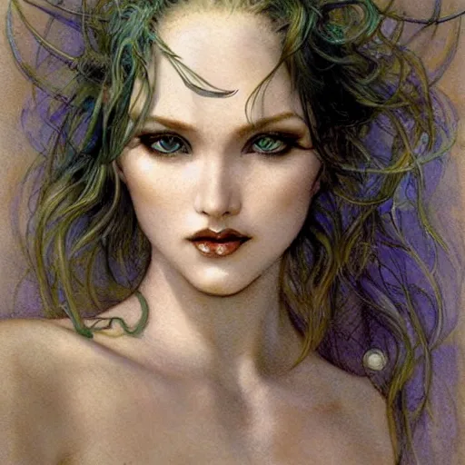 Prompt: realistic detailed face and body portrait of a mermaid by gerald moira, ayami kojima, amano, greg hildebrandt, ann long, and mark brooks, female, feminine, art nouveau, victorian, neo - gothic, gothic, character concept design