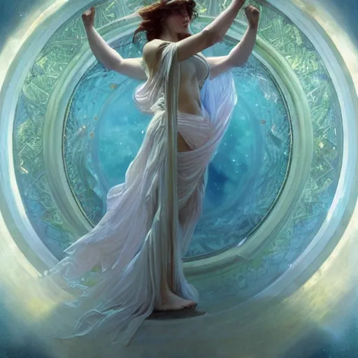 Image similar to a stunning dynamic pose full body of a celestial goddess of the ethereal cosmos, intricate, 8k highly professionally detailed, hdr, CGSociety, dark fantasy, dynamic lighting, cinematic, pristine, smooth, cosplay, elegant, sharp focus, art by alphonse mucha and greg rutkowski,