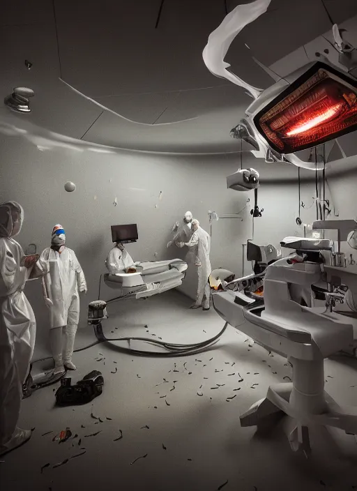 Image similar to cinematic shot epic, hyper realistic, mood lighting, fantasy, detailed operating room, highly detailed, super realistic, perfect lighting pixel sorting, style sheet