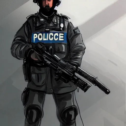 Image similar to A British police officer wearing a custodian helmet, highly detailed, ambient lighting, trending on art station, anime art style