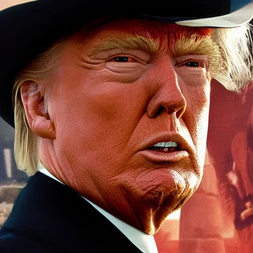 Prompt: donald trump as clint eastwood squinting at high noon, movie, the good, the bad and the ugly, abraham lincoln, clint eastwood, steven seagal, vibe, schwarzenegger, bud spencer, donald trump, glory days, justice, american flag, patriotism, apple pie, black and white, hyper realistic, detailed, photo, artgerm, trending on artstation
