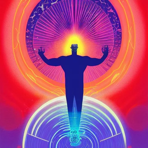 Image similar to a powerful psychic man emitting psychic powers, by kilian eng,