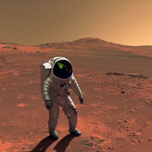 Image similar to photo of a cyberpunk astronaut on mars