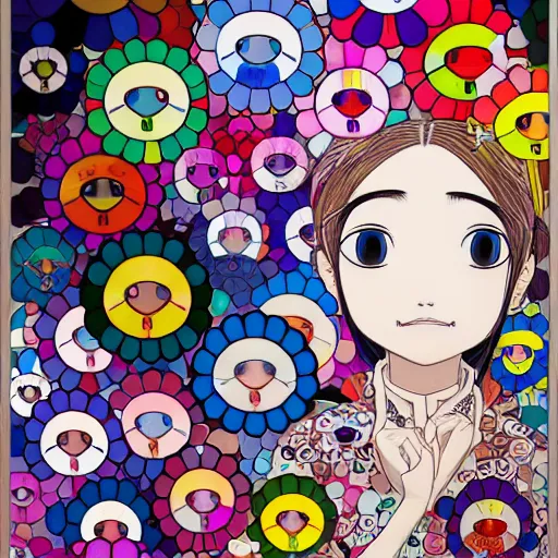 Image similar to a portrait of a girl by takashi murakami, aya takano color style, 4 k, super detailed
