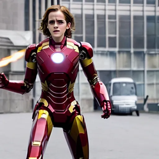 Image similar to a still of emma watson in iron man