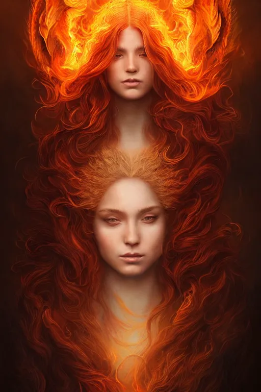 Prompt: majestic and regal portrait of a beautiful young female fire cat girl!, intricate, epic, elegant, menacing, fantasy, highly detailed, digital painting, hard focus, beautiful volumetric lighting, epic light, ultra detailed, souls, smoke, by leesha hannigan, ross tran, thierry doizon, kai carpenter, ignacio fernandez rios