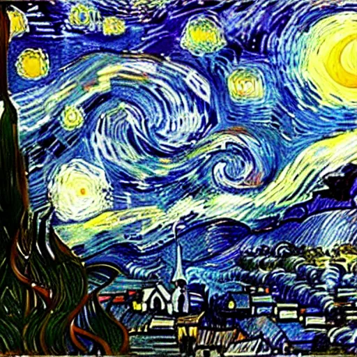 Image similar to The Starry Night by Salvador Dalí