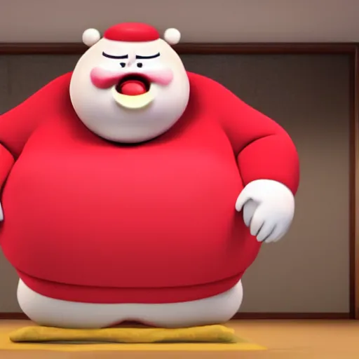 Prompt: morbidly obese mascot from Jack in the box, screenshot from my 600 pound life, detailed, 4k