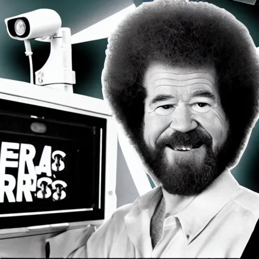 Image similar to bob ross screaming at area 5 1 security camera footage