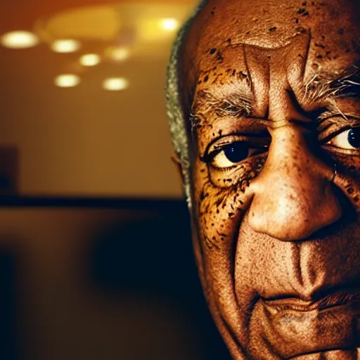 Image similar to Bill Cosby as a mixologist, cinematic lighting, dramatic, octane render, long lens, shallow depth of field, bokeh, anamorphic lens flare, 8k, hyper detailed, 35mm film grain