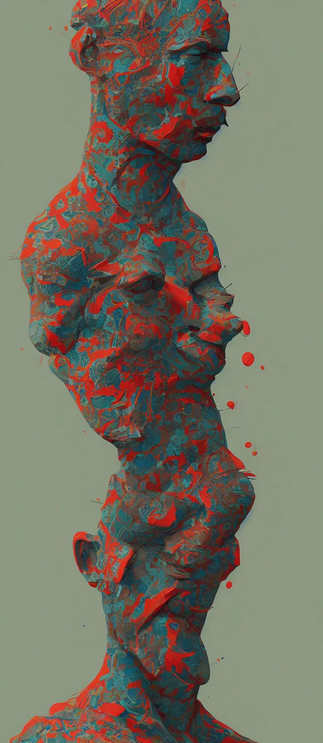 Image similar to man by james jean, high quality masterpiece painted, detailed patterned background, 4 k, trending on artstation, octane render,