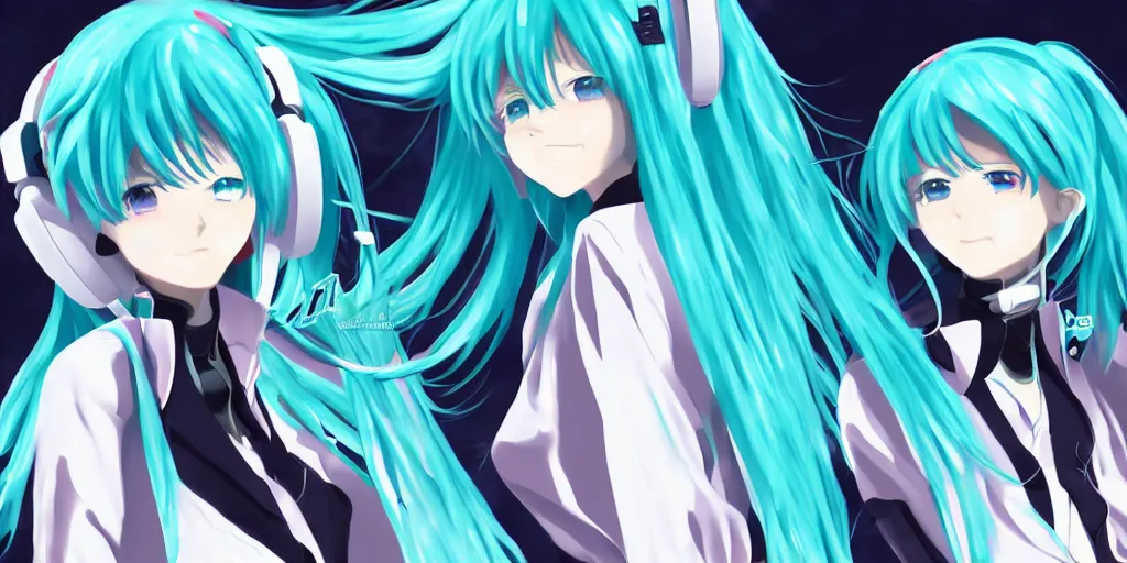 Prompt: hatsune miku genesis evangelion , digital art, art station, tredning on art station, anime