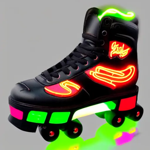 Prompt: neon lite roller - skates, ultra realistic,