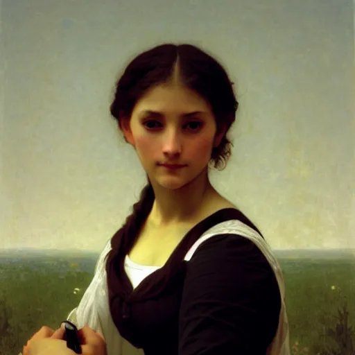 Prompt: portrait of a female android by william bouguereau