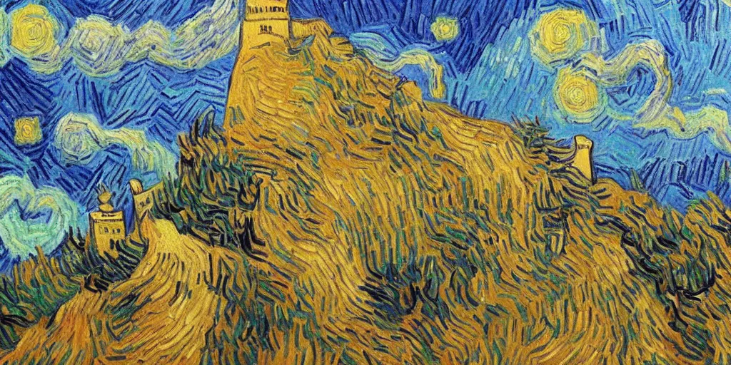 Image similar to Great Wall, Van Gogh-style oil painting