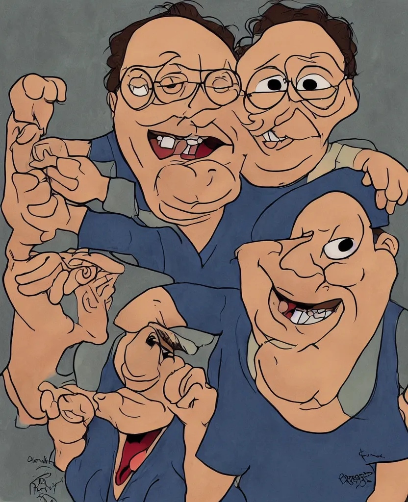 Prompt: artwork of Danny Devito by Justin Roiland