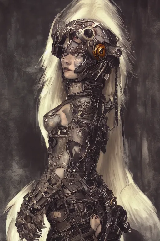 Image similar to portrait of beautiful young gothic maiden, cyberpunk armor, a lot of scars, warhammer, highly detailed, artstation, illustration, art by gustav klimt