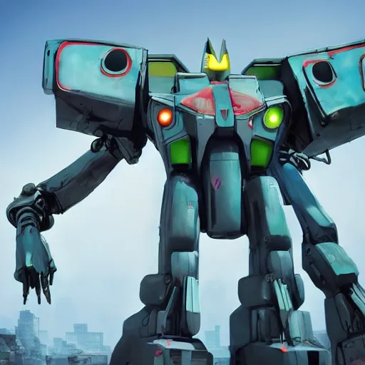 Prompt: giant mecha it is photorealistic, highly detailed, gritty texture, neon lighting, Neon Genesis Evangelion style