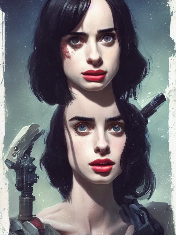 Image similar to face portrait of a beautiful young krysten ritter as a fallout 4 character, art by ryo shiotani and greg rutkowski, intricate, rule of thirds, beautiful, cute, cinematic lighting, vintage art by serge ivanoff, drawing by adonna khare