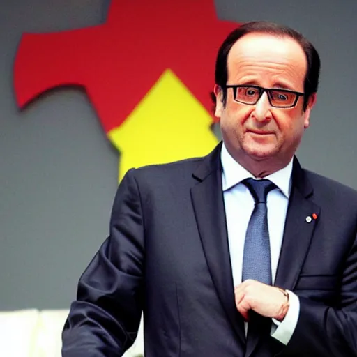 Prompt: François hollande is a super saiyan, by Gainax Co,