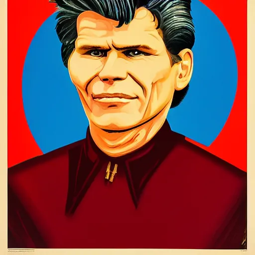 Prompt: bogdanoff portrait, soviet propaganda poster style, vivid colors