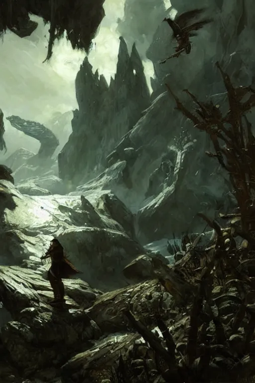 Prompt: skyrim screenshot, painting by gaston bussiere, craig mullins, greg rutkowski, yoji shinkawa