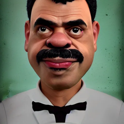 Image similar to caricature, claymation, luis guzman as luigi wearing green, painted by wlop, artgerm, dishonored 2,