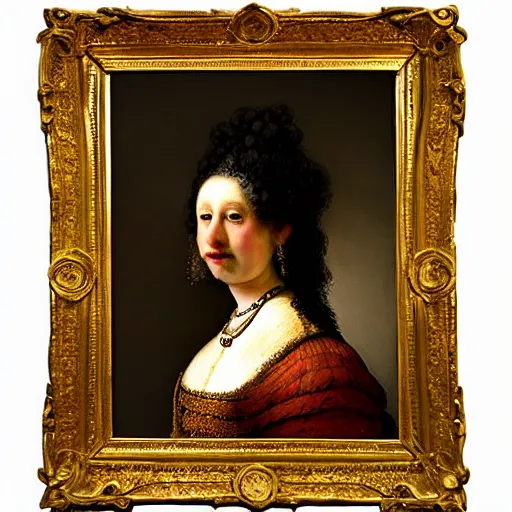Prompt: portrait of princess ((tyrannosaurus)), in the style Rembrandt