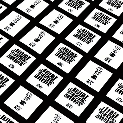 Image similar to black on white graphic design sticker sheet in style of david rudnick, eric hu, guccimaze, acid, y 2 k, 4 k sharpening,