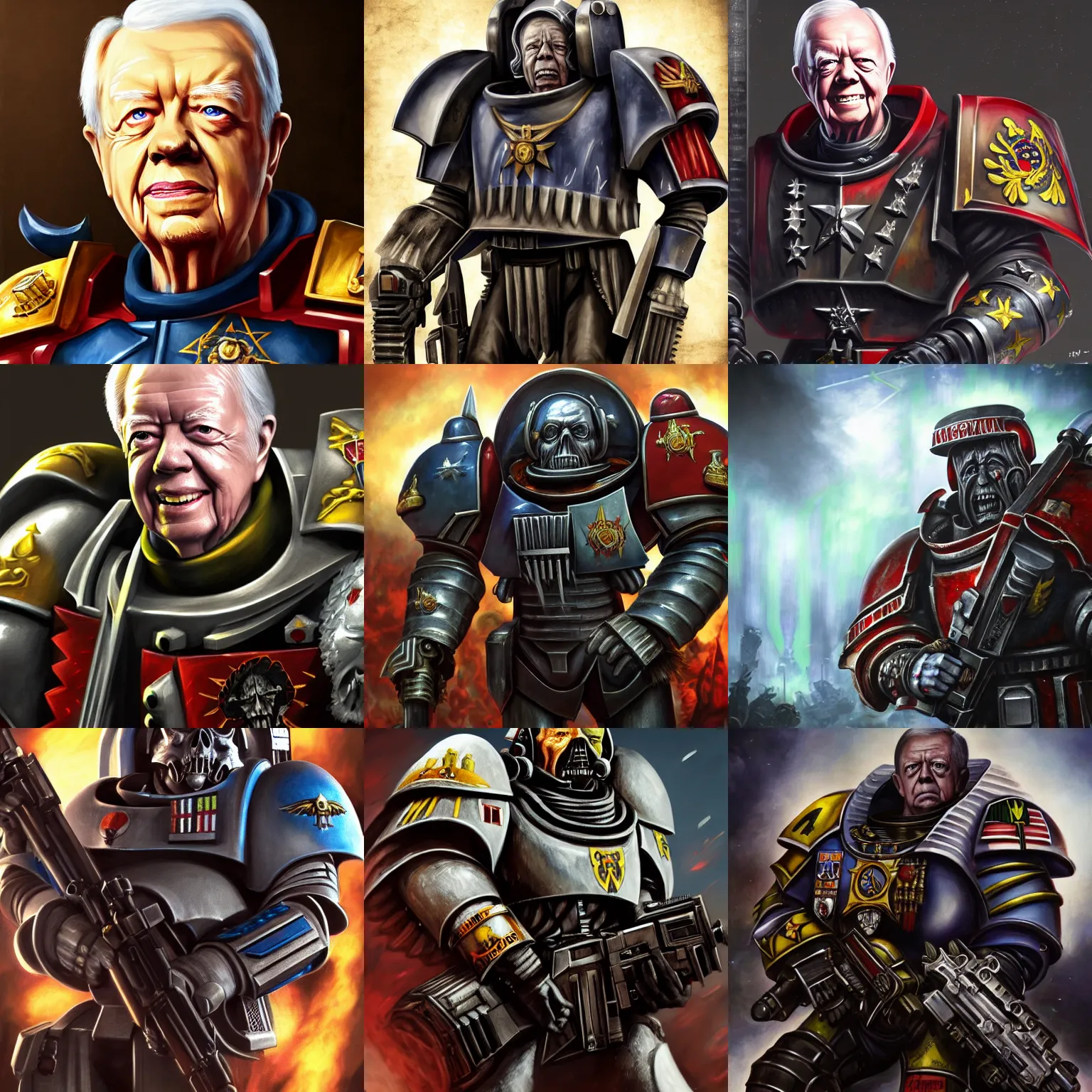 Prompt: Jimmy Carter in Warhammer 40k portrait, 4k resolution, highly detailed, artstation, very sharp, epic