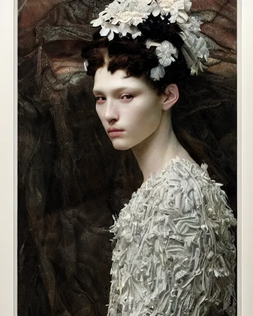 Prompt: a model for balenciaga, by edgar maxence and caravaggio and michael whelan, artistic, intricate drawing, light brazen, realistic fantasy, extremely detailed and beautiful aesthetic face, 8 k resolution, dramatic lighting