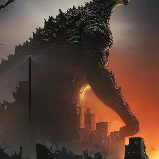 Image similar to dark tower, godzilla, overgrown, last day alive