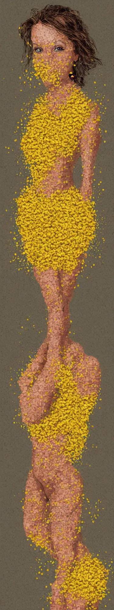 Prompt: full body portrait of a woman made of scrambled eggs, fantasy artwork