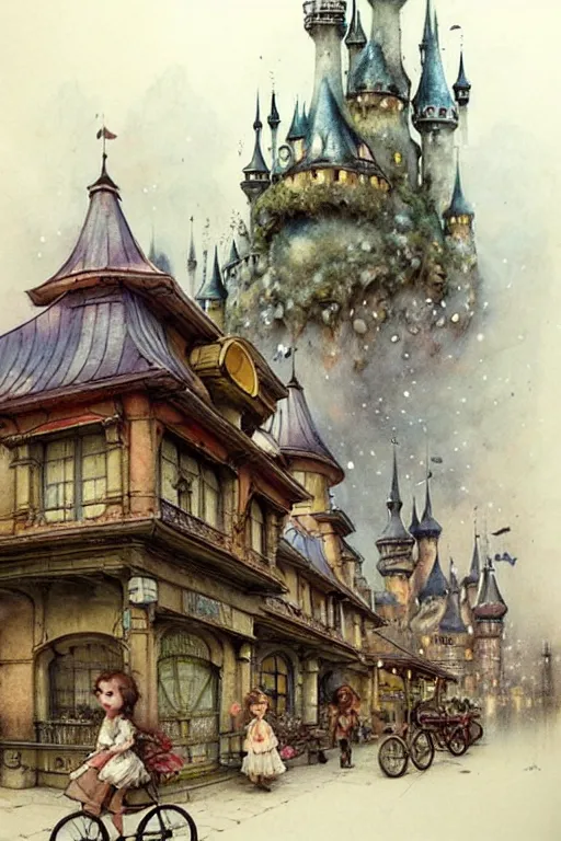 Image similar to (((((1950s fairy tale city . muted colors.))))) by Jean-Baptiste Monge !!!!!!!!!!!!!!!!!!!!!!!!!!!