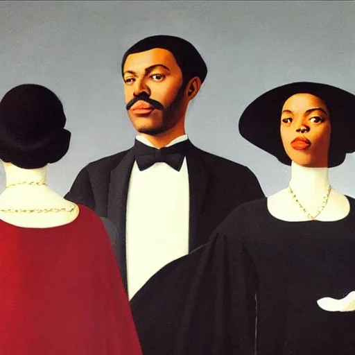 Image similar to French-Black-Royalty giving a speech by Raphael, Hopper, and Rene Magritte. detailed, romantic, enchanting, trending on artstation.