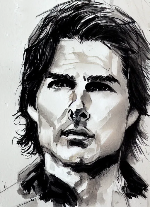Prompt: Twin Peaks artwork of Tom Cruise by George Pratt