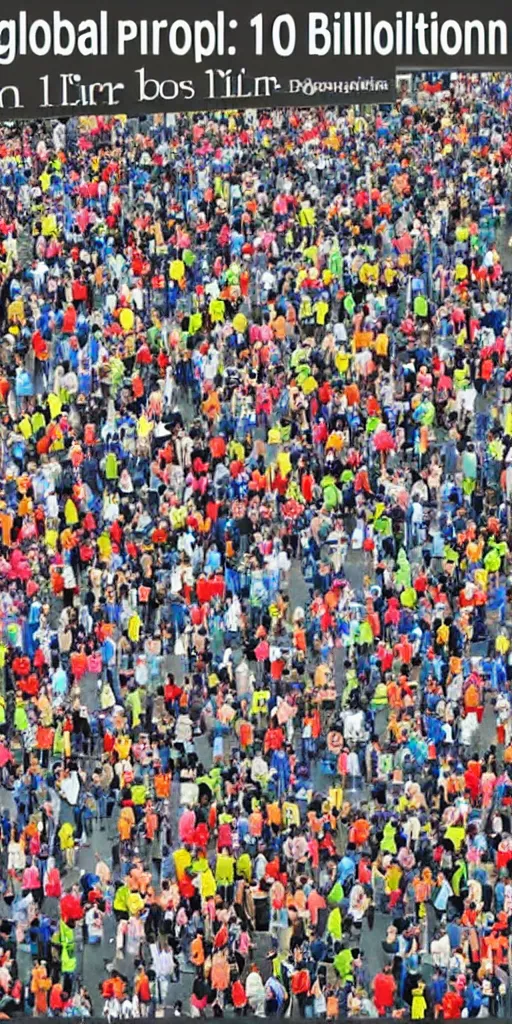 Image similar to poster, the global population reached 1 0 billion.