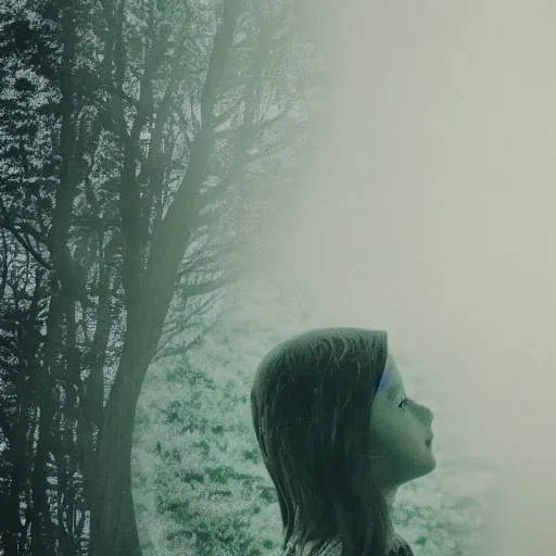 Image similar to girl head and landscape double exposure photography