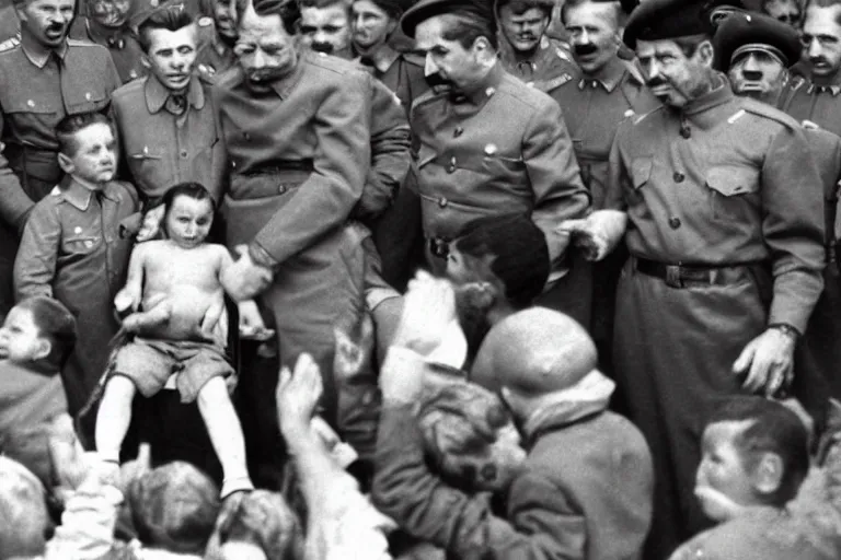 Prompt: stalin eat kids, children, hohol anatomic shot