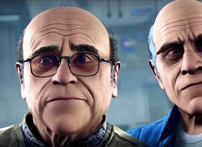 Image similar to video game still of danny devito in the video game detroit become human,